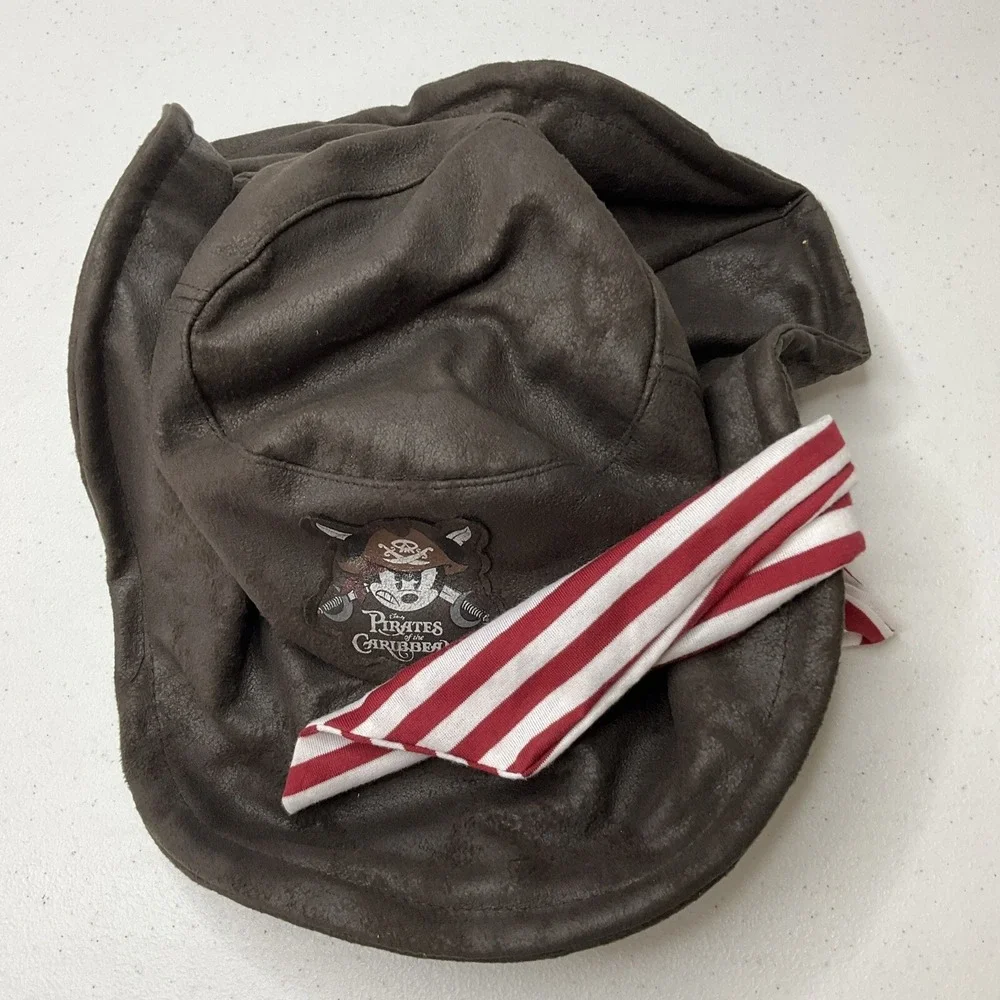 Disney Parks Pirates of the Caribbean Hat Brown Cap Mickey Pirate YOUTH Bandanna